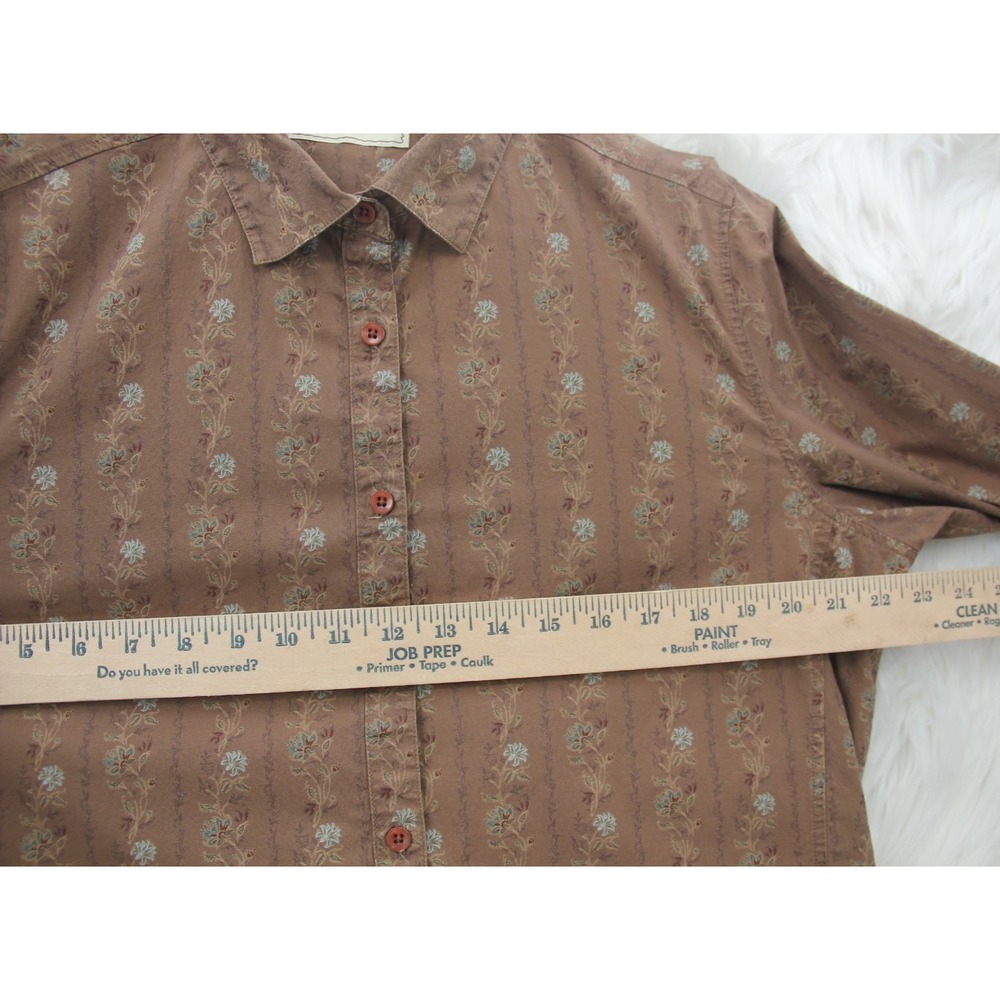 Bit & Bridle Women's XL Brown Button Equestrian Western Cowboy Floral Cotton Bld - Picture 6 of 12